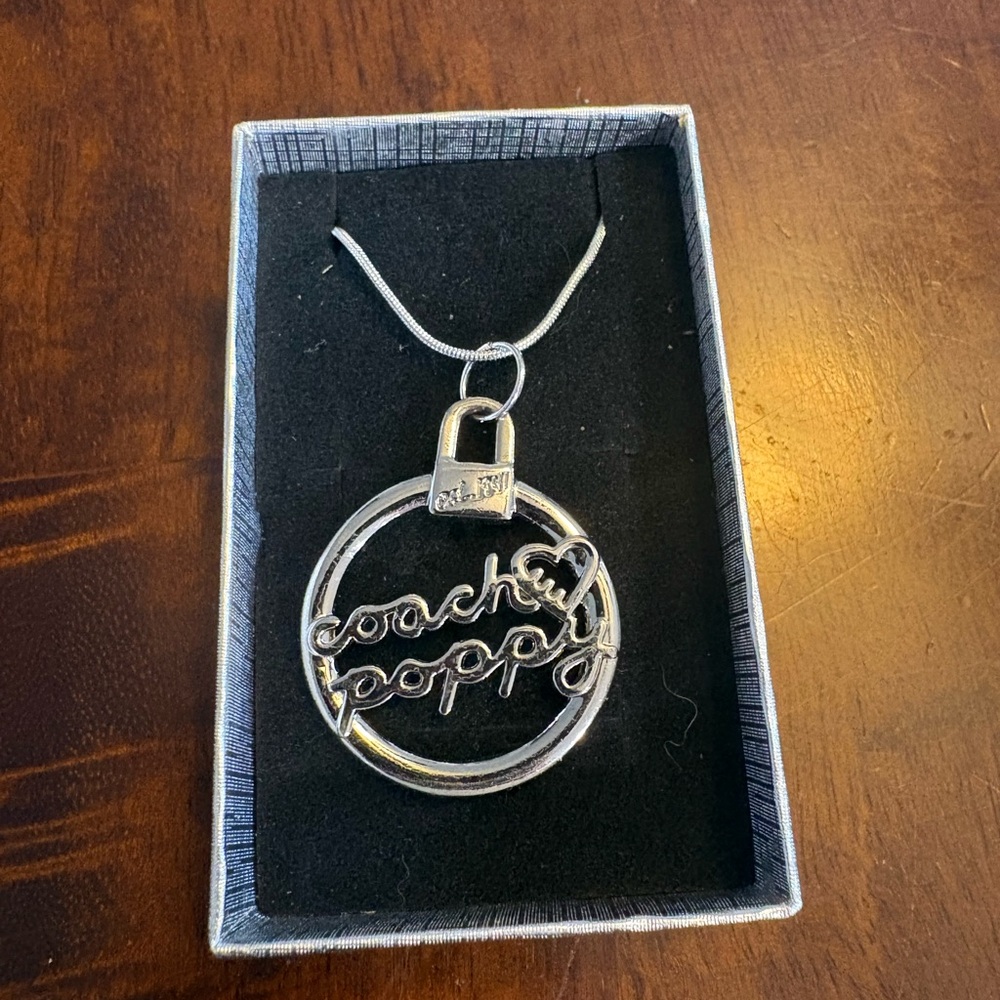 Coach Poppy Circle Pendant Necklace in Silver